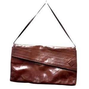 Barbara Bolan For Bolan Too Vintage Brown Leather Envelope Clutch Purse